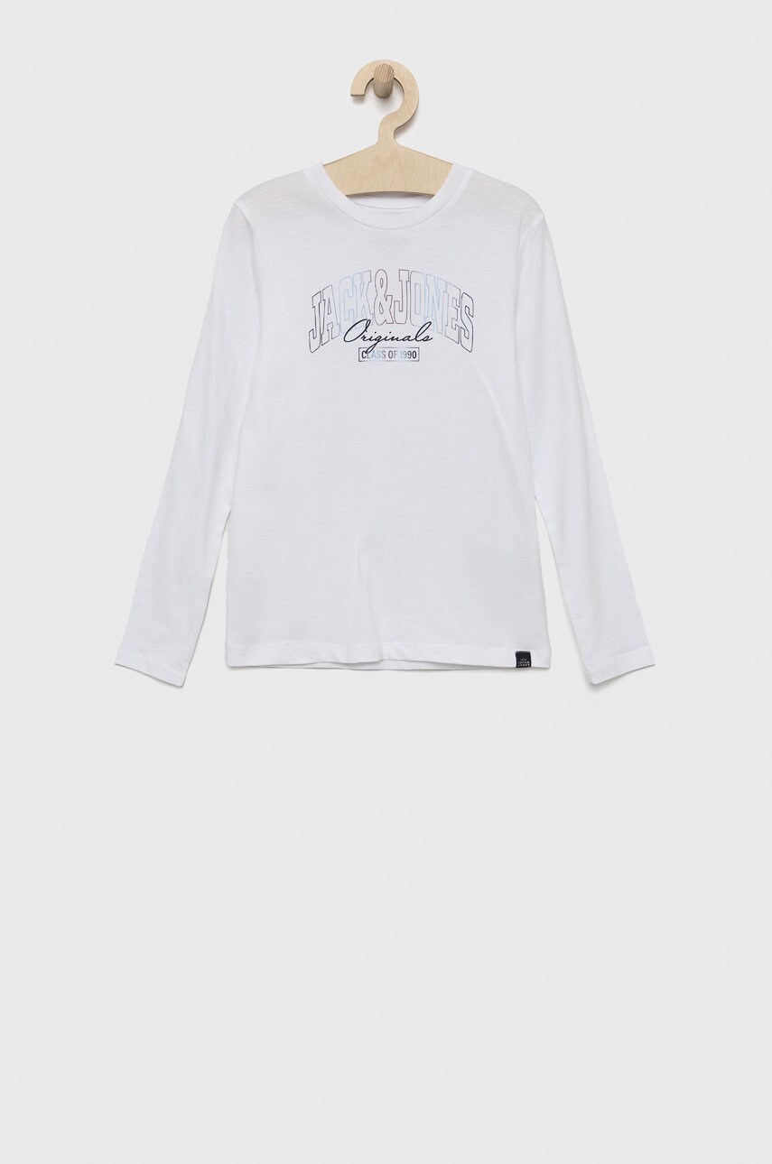 

Детска блуза с дълги ръкави Jack & Jones в бяло с принт, Бял