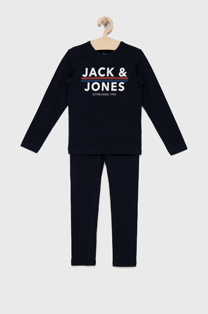 

Детска памучна пижама Jack & Jones в тъмносиньо с принт, Тъмносин