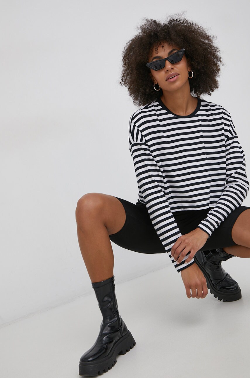 Noisy may longsleeve din bumbac culoarea alb