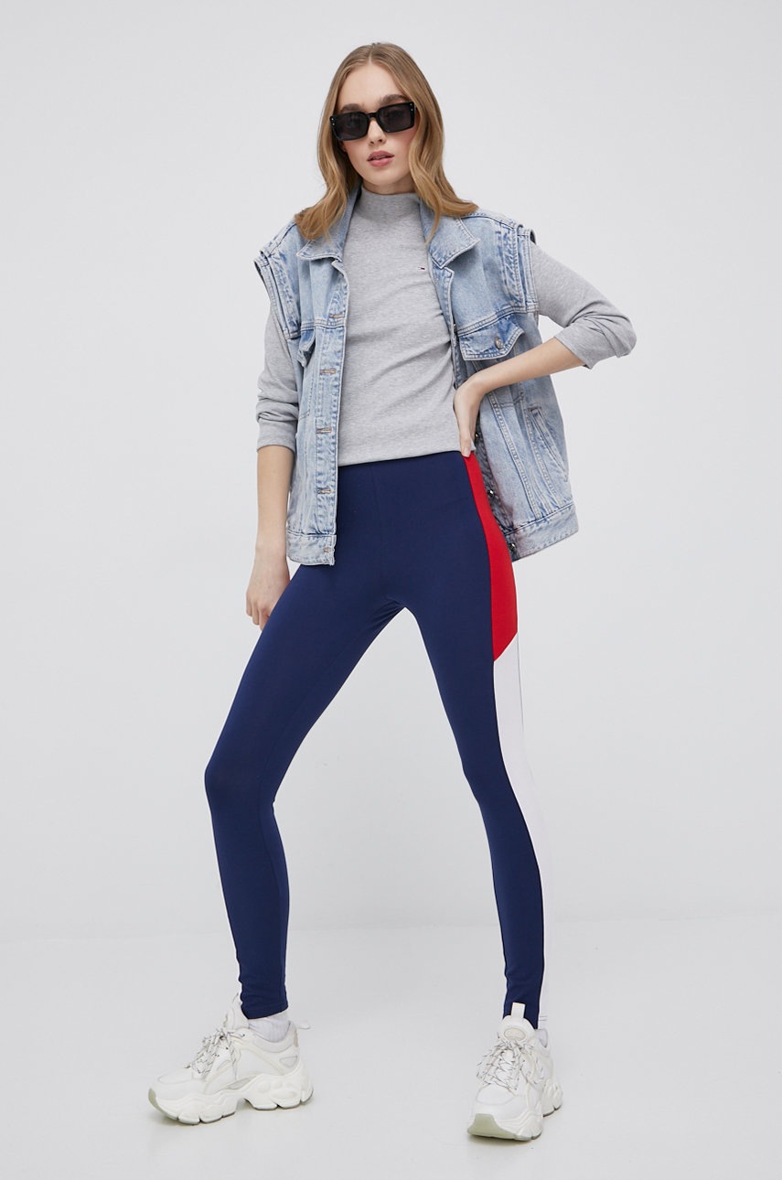

Лонгслив Tommy Jeans женский цвет серый с полугольфом