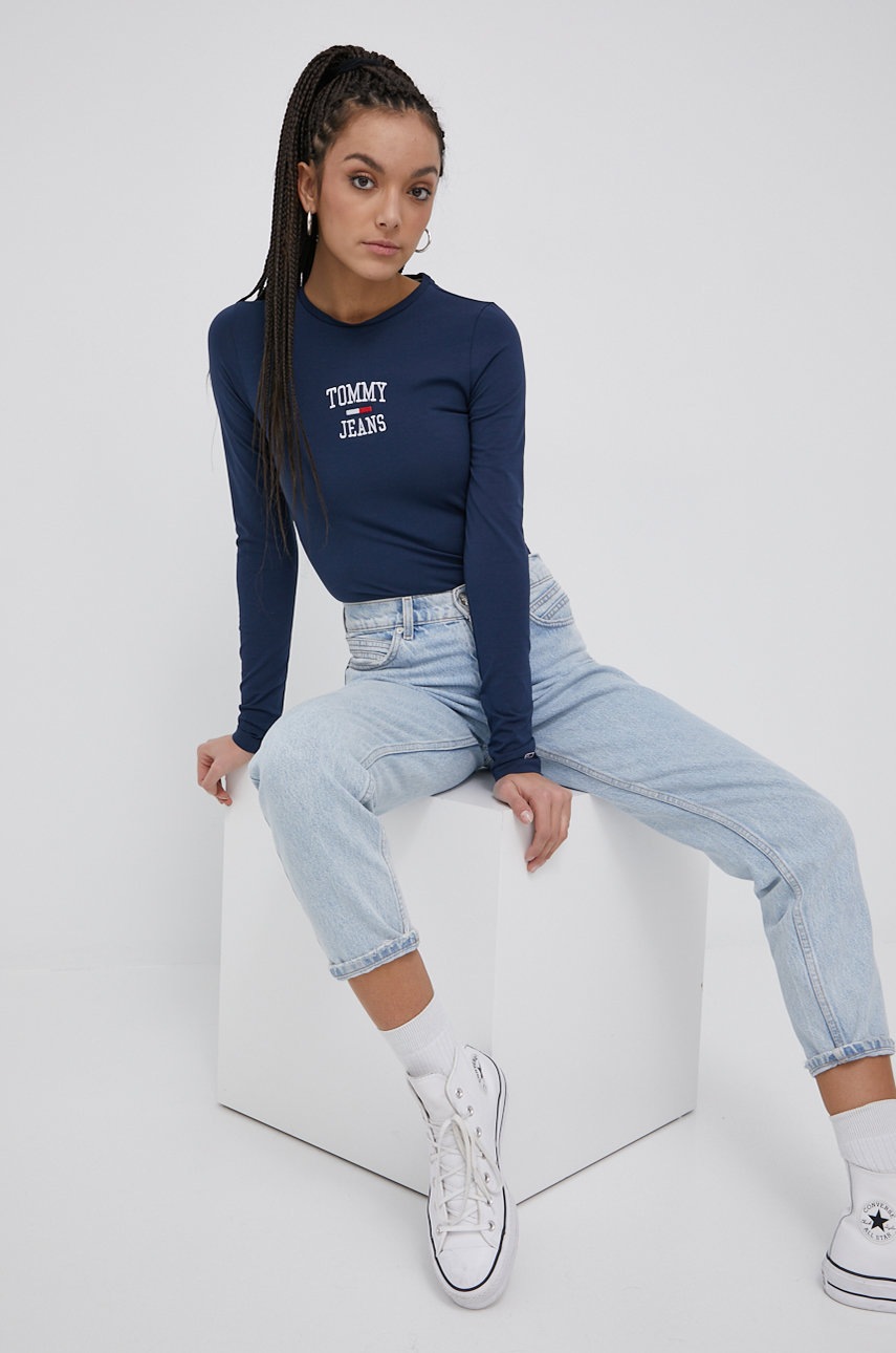 

Лонгслив Tommy Jeans женский цвет синий