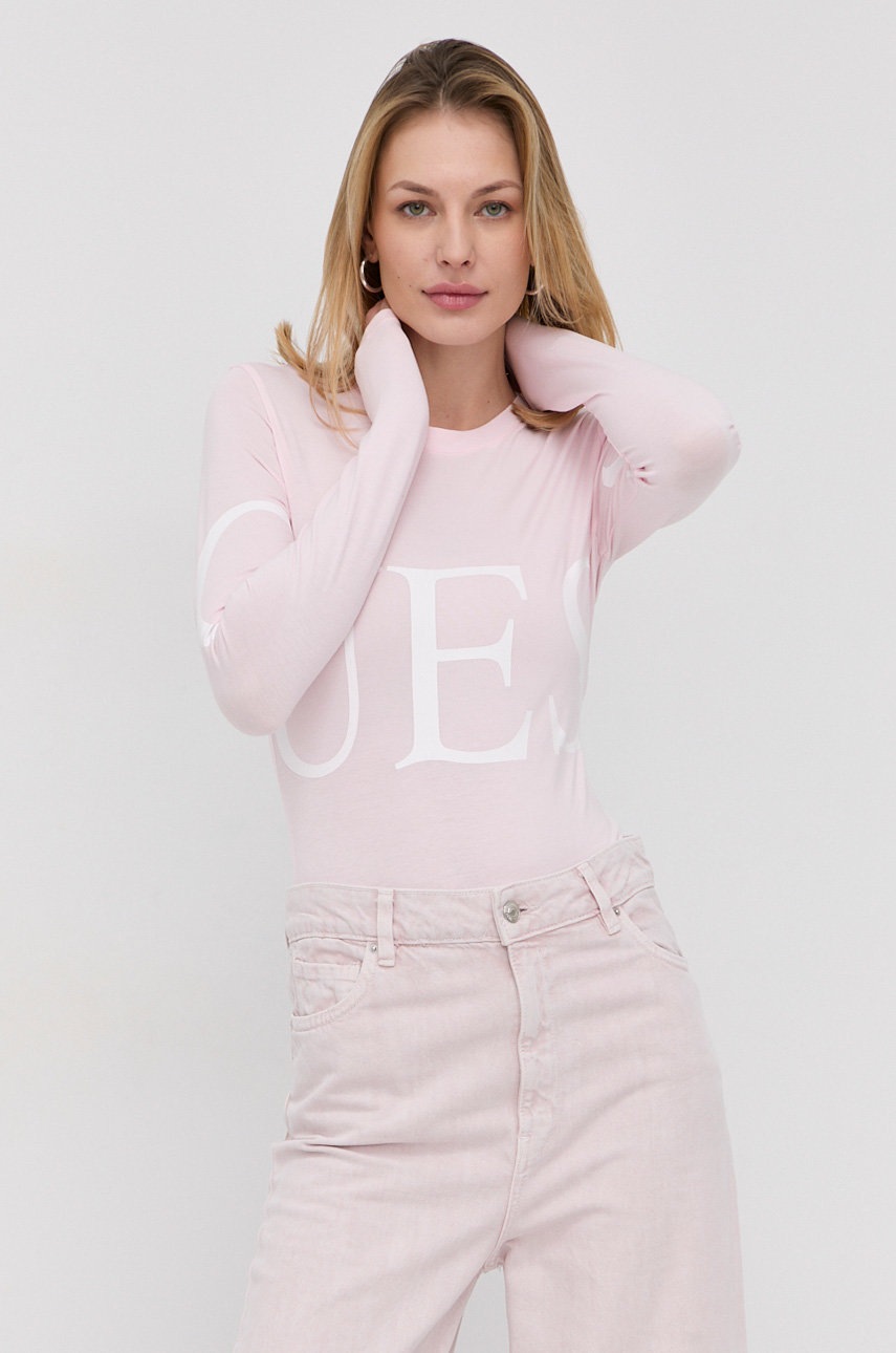

Лонгслів Guess жіночий колір рожевий