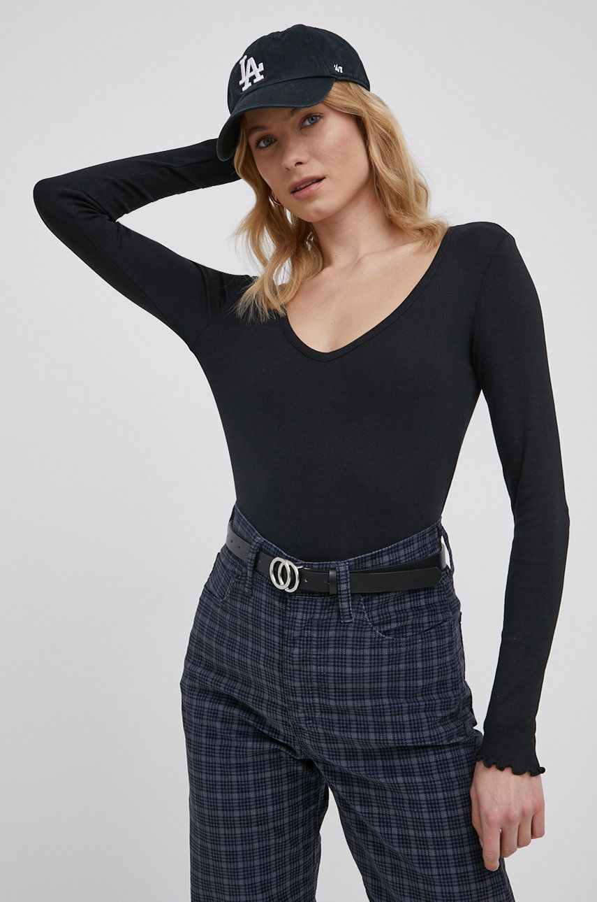 Vero Moda longsleeve femei, culoarea negru