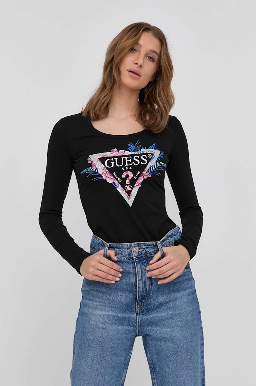 

Лонгслив Guess женский цвет чёрный