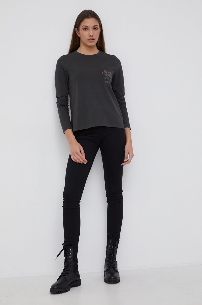 

Бавовняний лонгслів G-Star Raw колір сірий