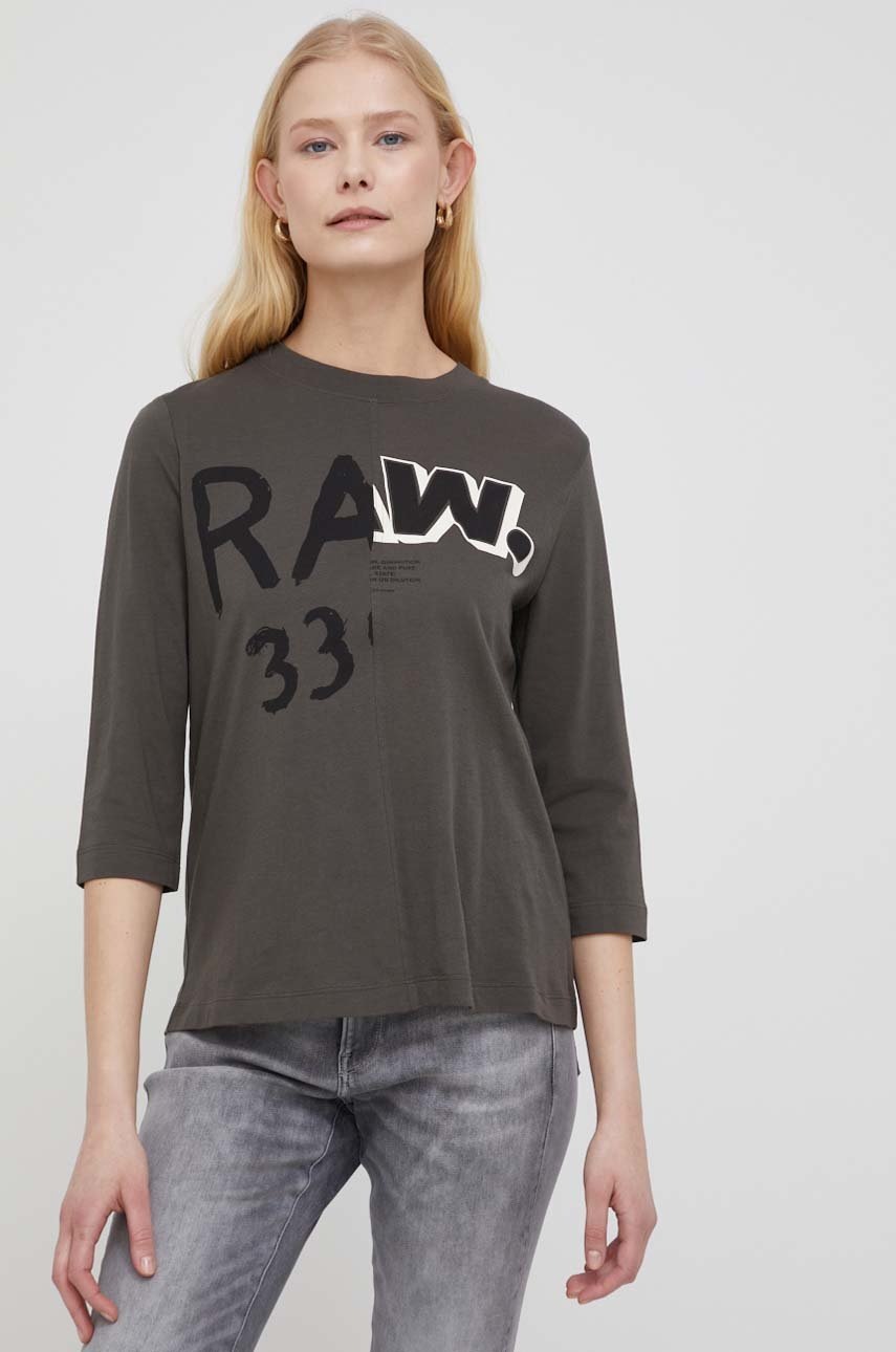 

Памучна блуза с дълги ръкави G-Star Raw в зелено, Зелен
