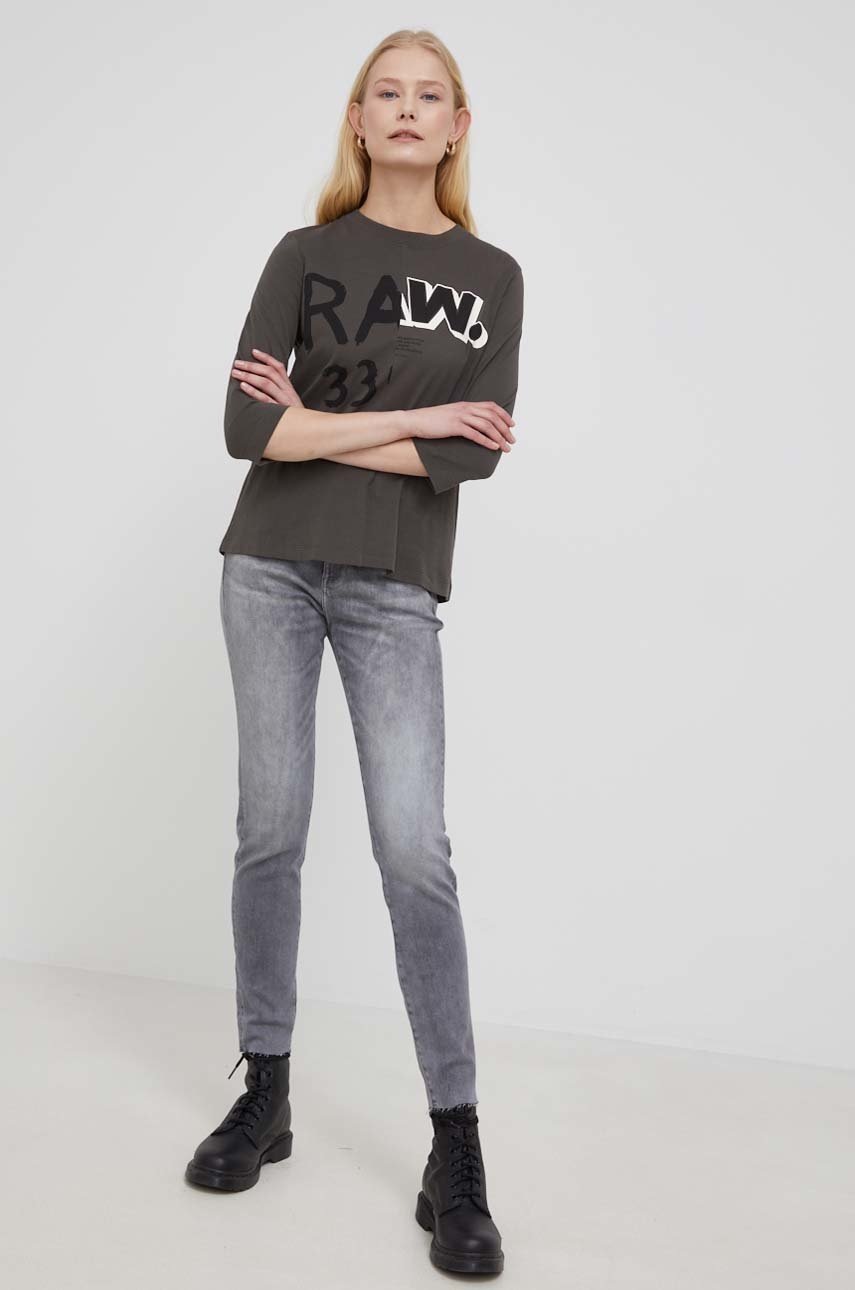 

Бавовняний лонгслів G-Star Raw колір зелений
