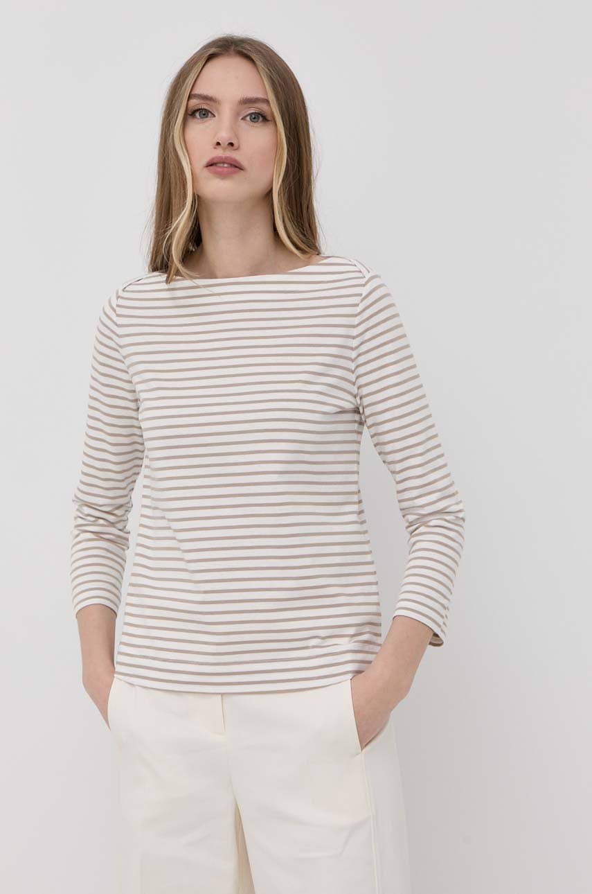 Marella longsleeve din bumbac culoarea bej Marella longsleeve din bumbac culoarea bej ANSWEAR