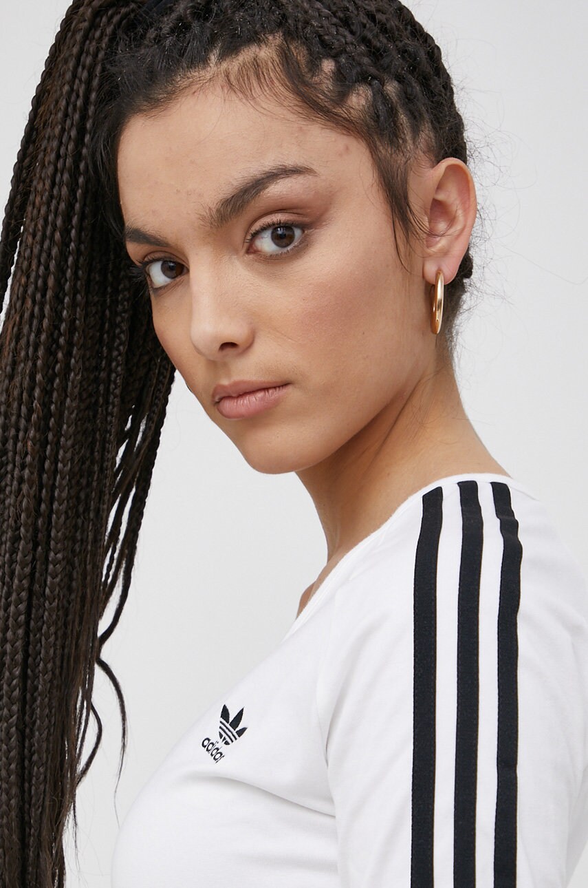 

Лонгслів adidas Originals HC2030 жіночий колір білий