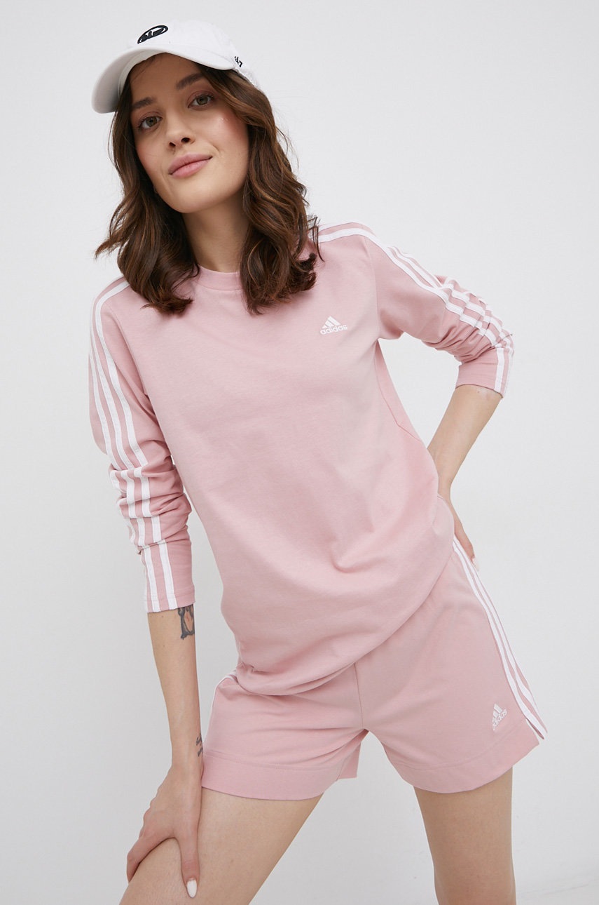 

Памучна блуза с дълги ръкави adidas HC9120 в розово, Розов