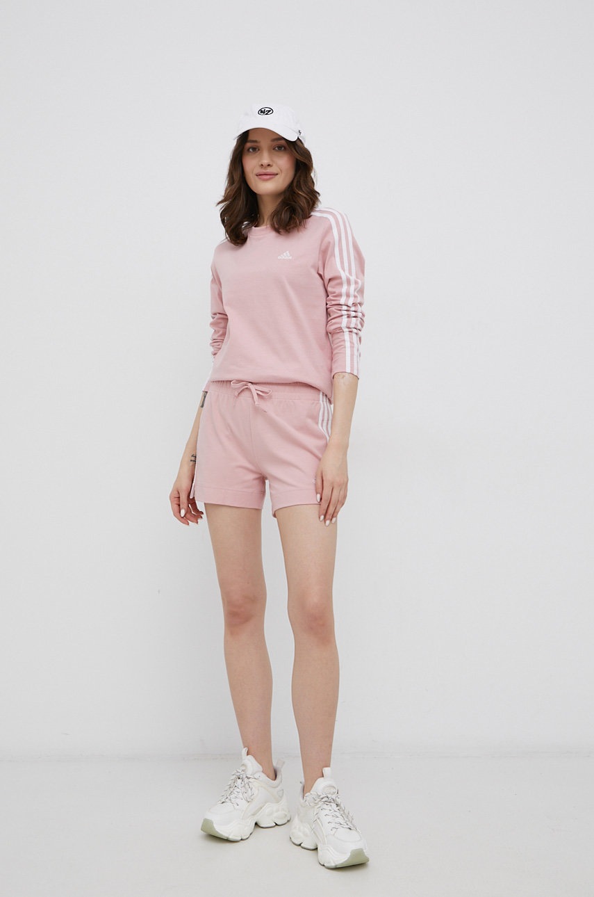 

Хлопковый лонгслив adidas цвет розовый