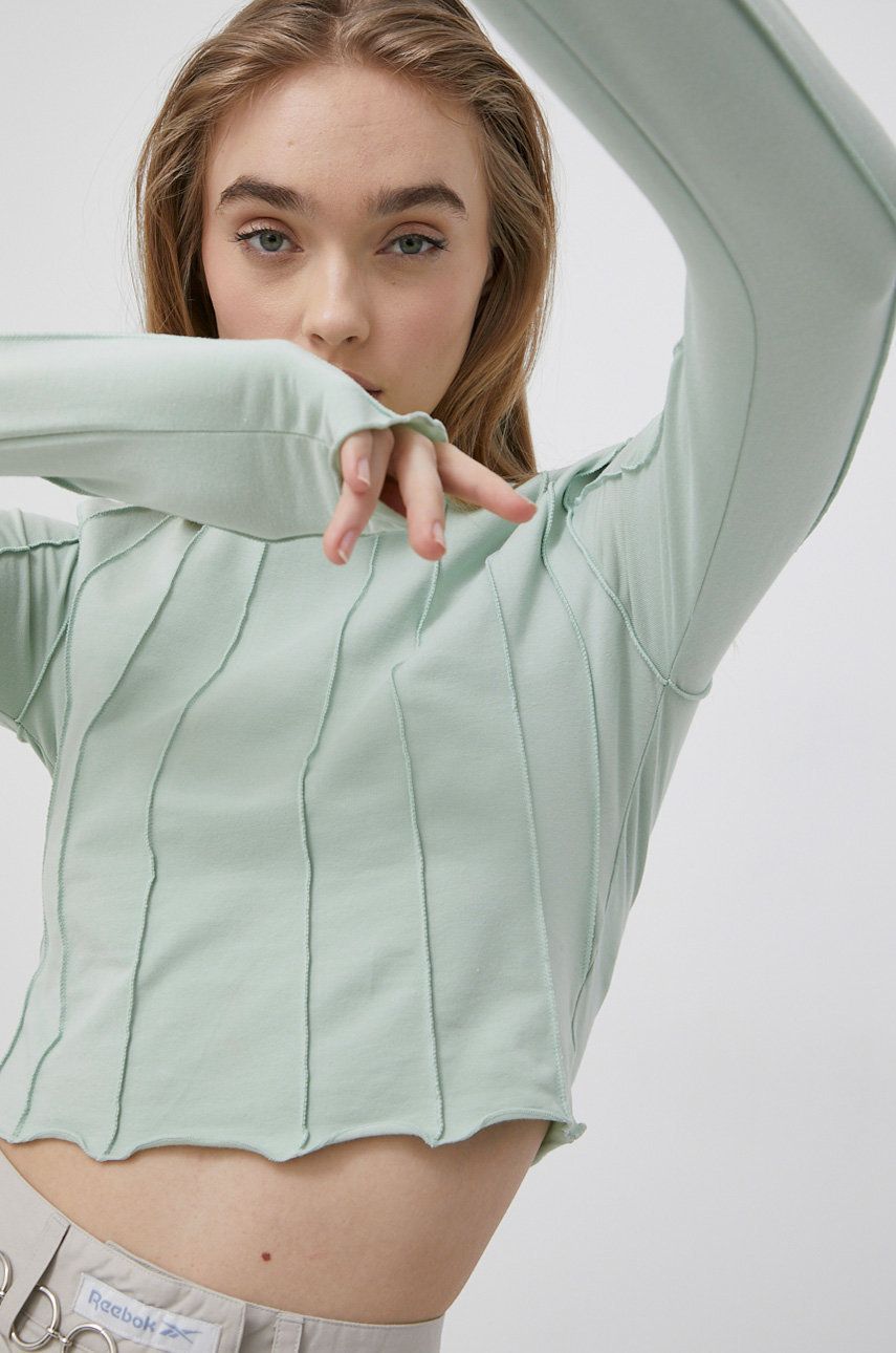 Reebok Classic longsleeve femei, culoarea verde, cu turtleneck answear imagine noua
