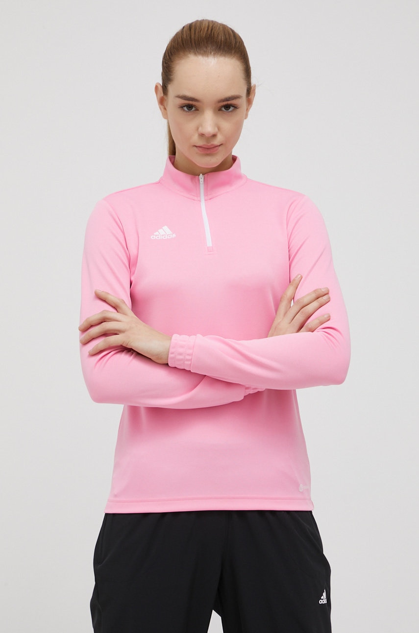 Levně Tréninková mikina adidas Performance Entrada 22 HC5045 růžová barva, s pologolfem