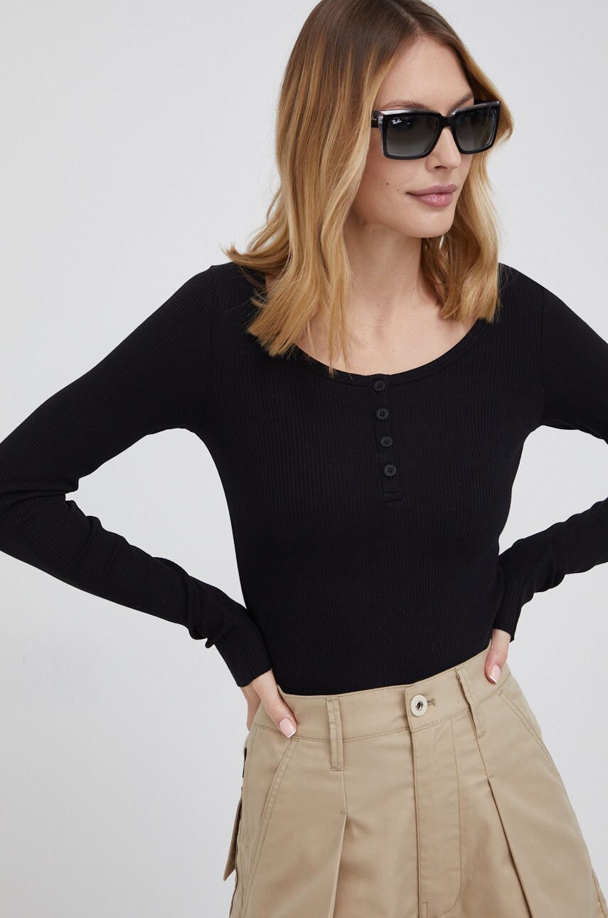 Dr. denim longsleeve femei, culoarea negru