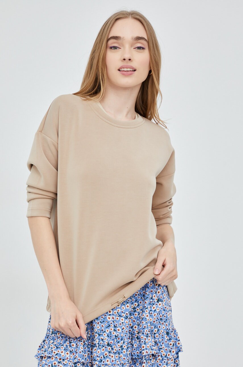 Pieces bluza femei, culoarea bej, neted
