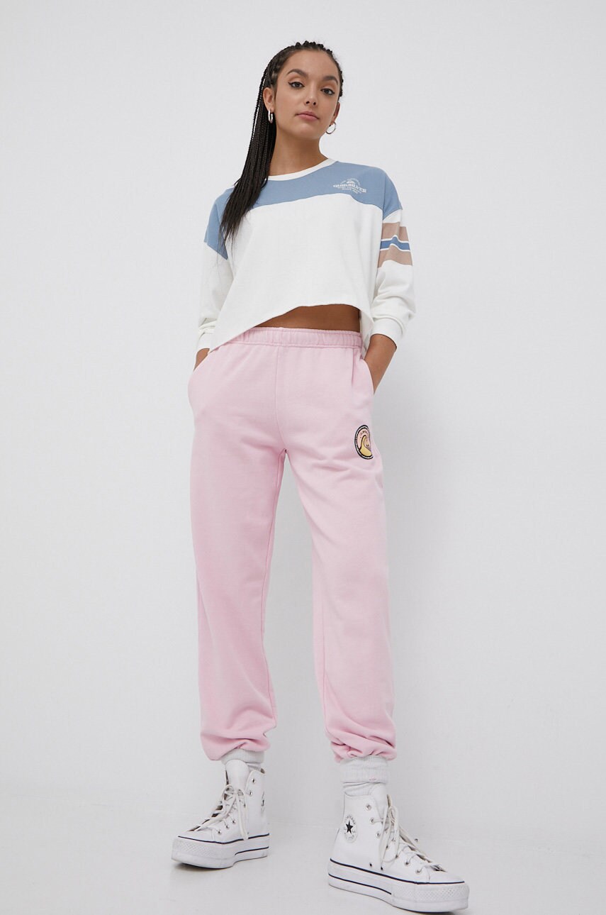 Quiksilver longsleeve din bumbac culoarea alb