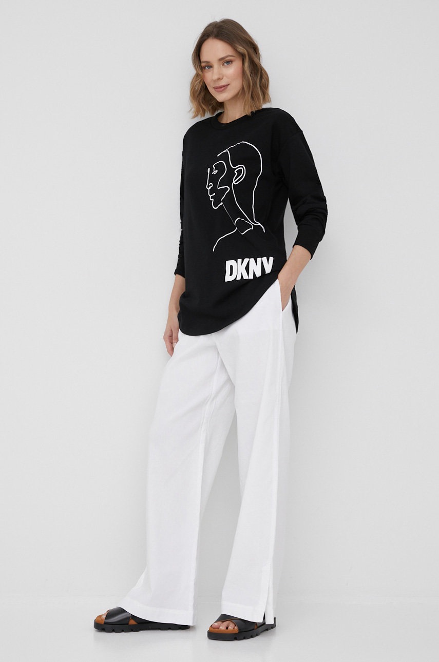 

Суичър Dkny дамски в черно с принт, Черен