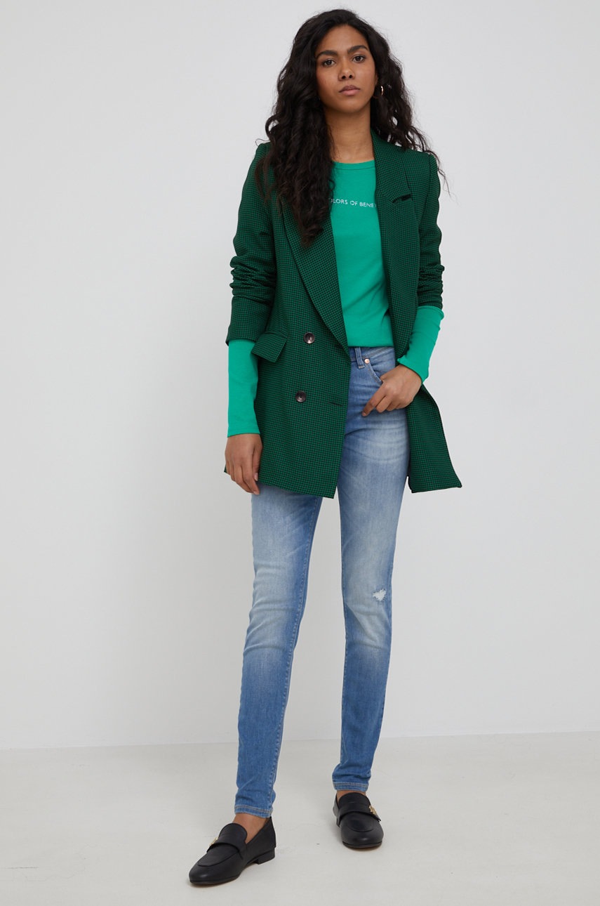 

Хлопковый лонгслив United Colors of Benetton цвет зелёный