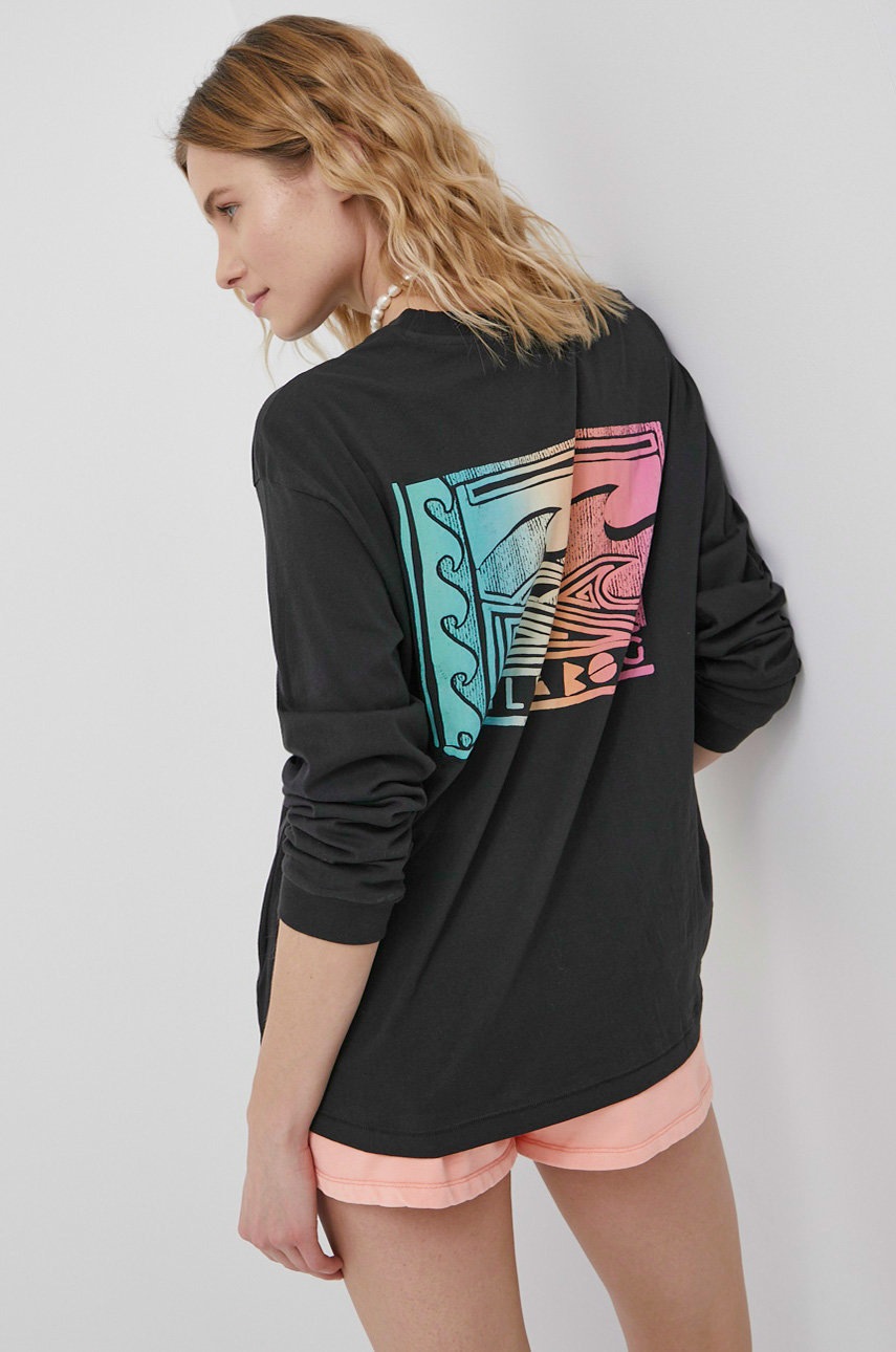 Billabong longsleeve din bumbac culoarea negru