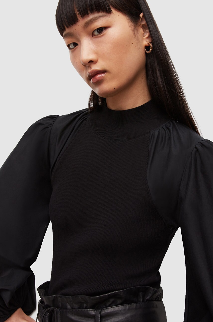 

Блузка с примесью шелка AllSaints цвет чёрный