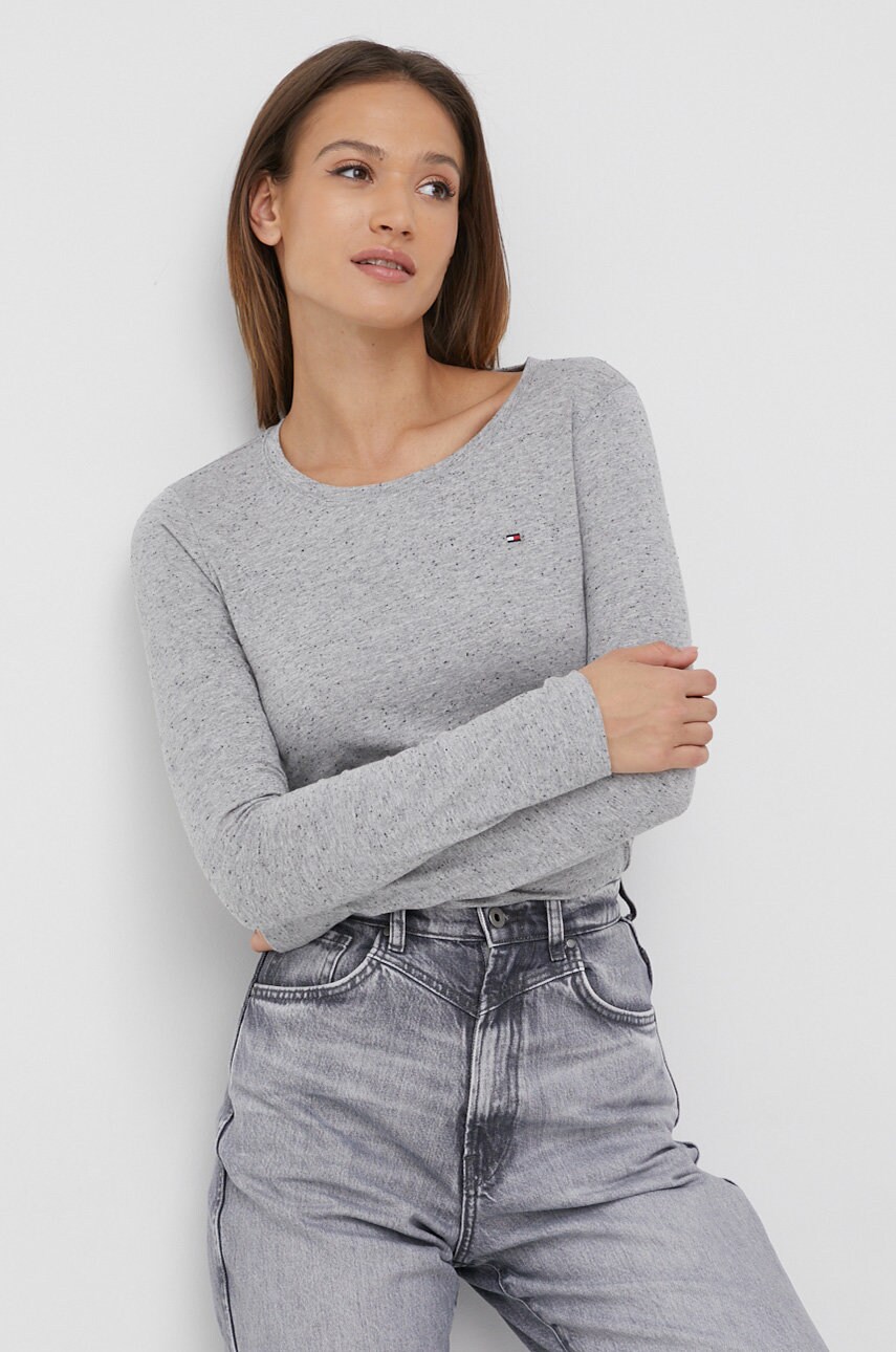 

Блуза с дълги ръкави Tommy Hilfiger дамски в сиво, Сив