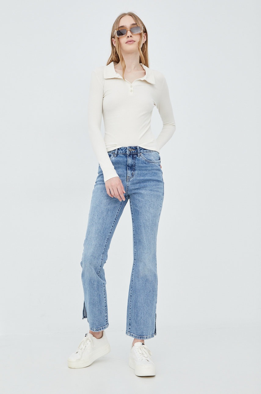 

Лонгслів Vero Moda Molly жіночий колір бежевий з коміром