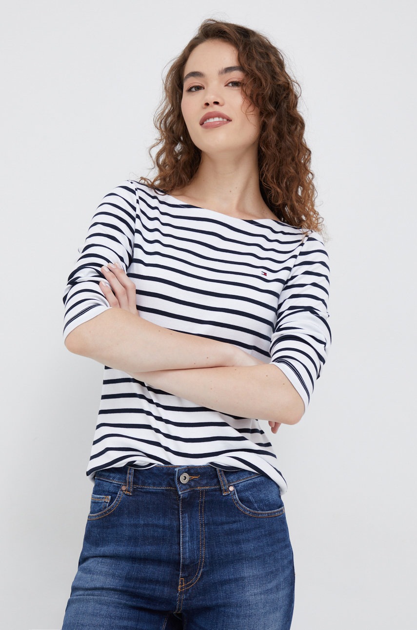 

Памучна блуза с дълги ръкави Tommy Hilfiger в бяло, Бял
