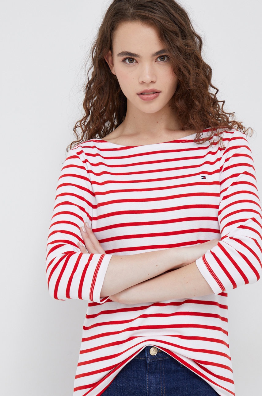 

Памучна блуза с дълги ръкави Tommy Hilfiger в бяло, Бял