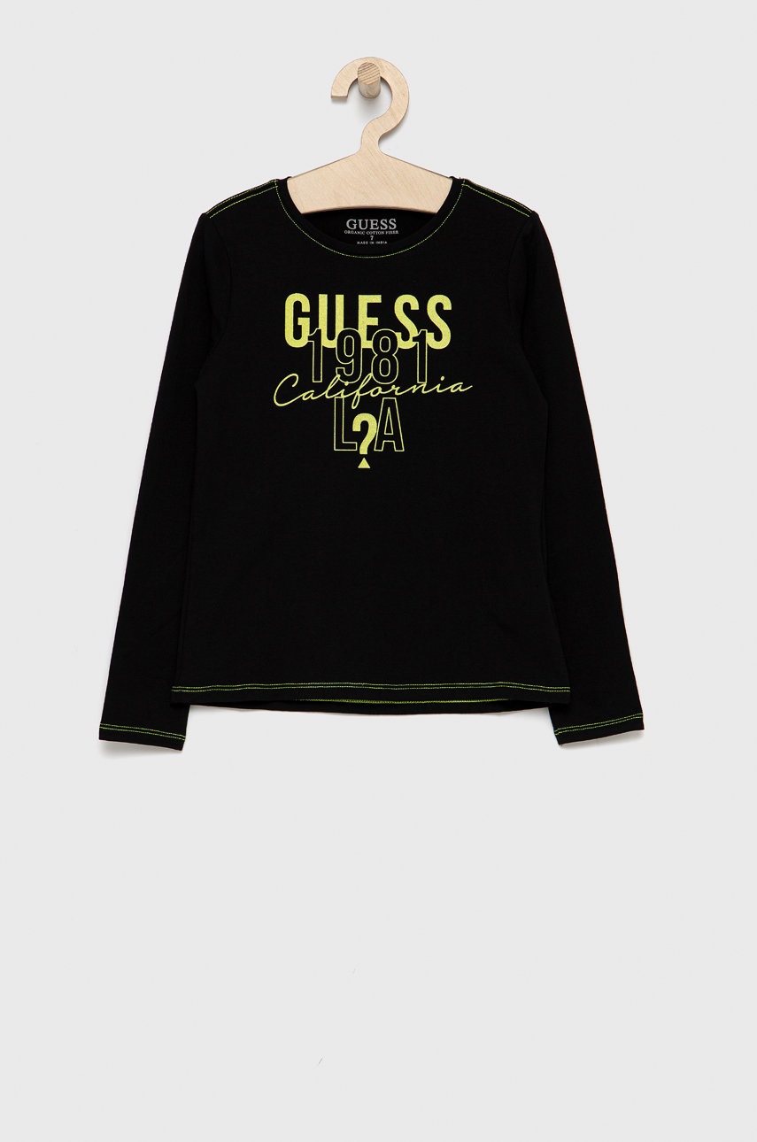 

Детска блуза с дълги ръкави Guess в черно, Черен