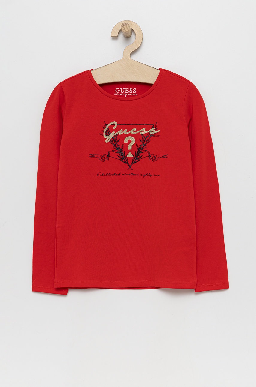 

Детска блуза с дълги ръкави Guess в червено, Червен