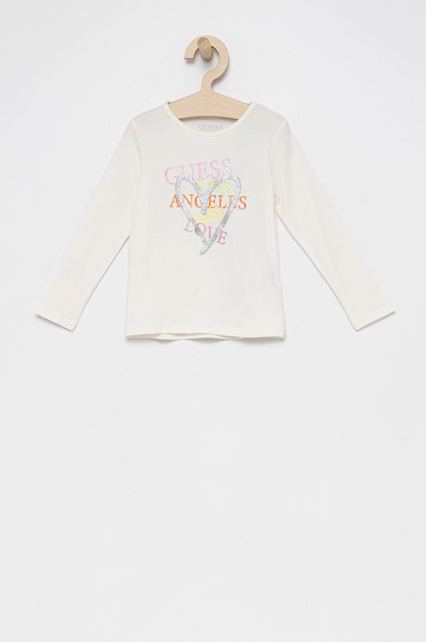 

Детска блуза с дълги ръкави Guess в бяло, Бял