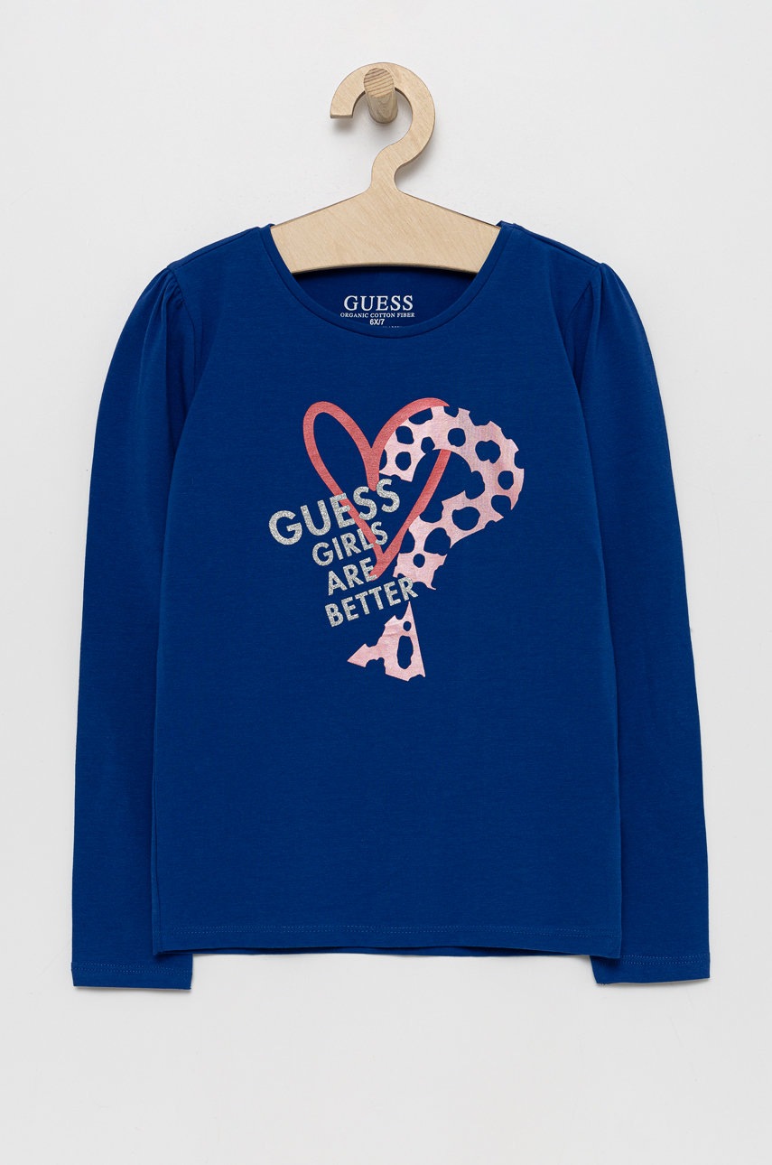 

Детска блуза с дълги ръкави Guess, Син