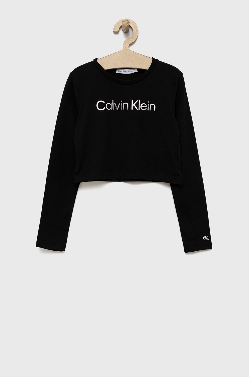 

Детска блуза с дълги ръкави Calvin Klein Jeans в черно, Черен