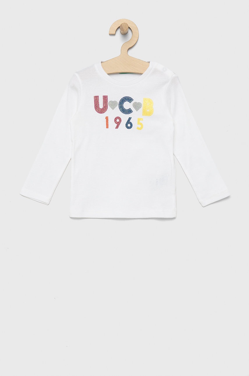 

Дитячий бавовняний лонгслів United Colors of Benetton колір білий