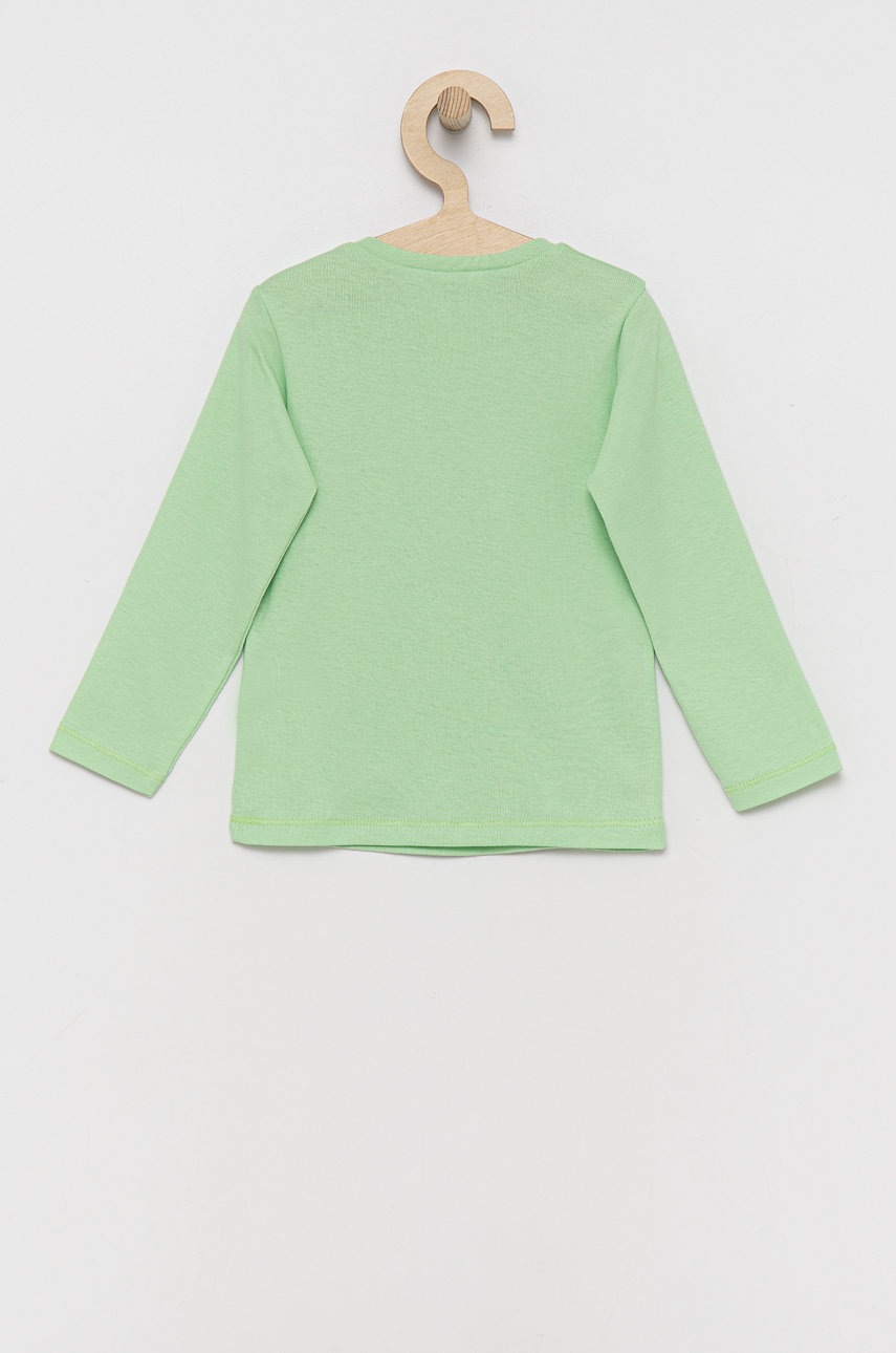

Дитячий бавовняний лонгслів United Colors of Benetton колір зелений