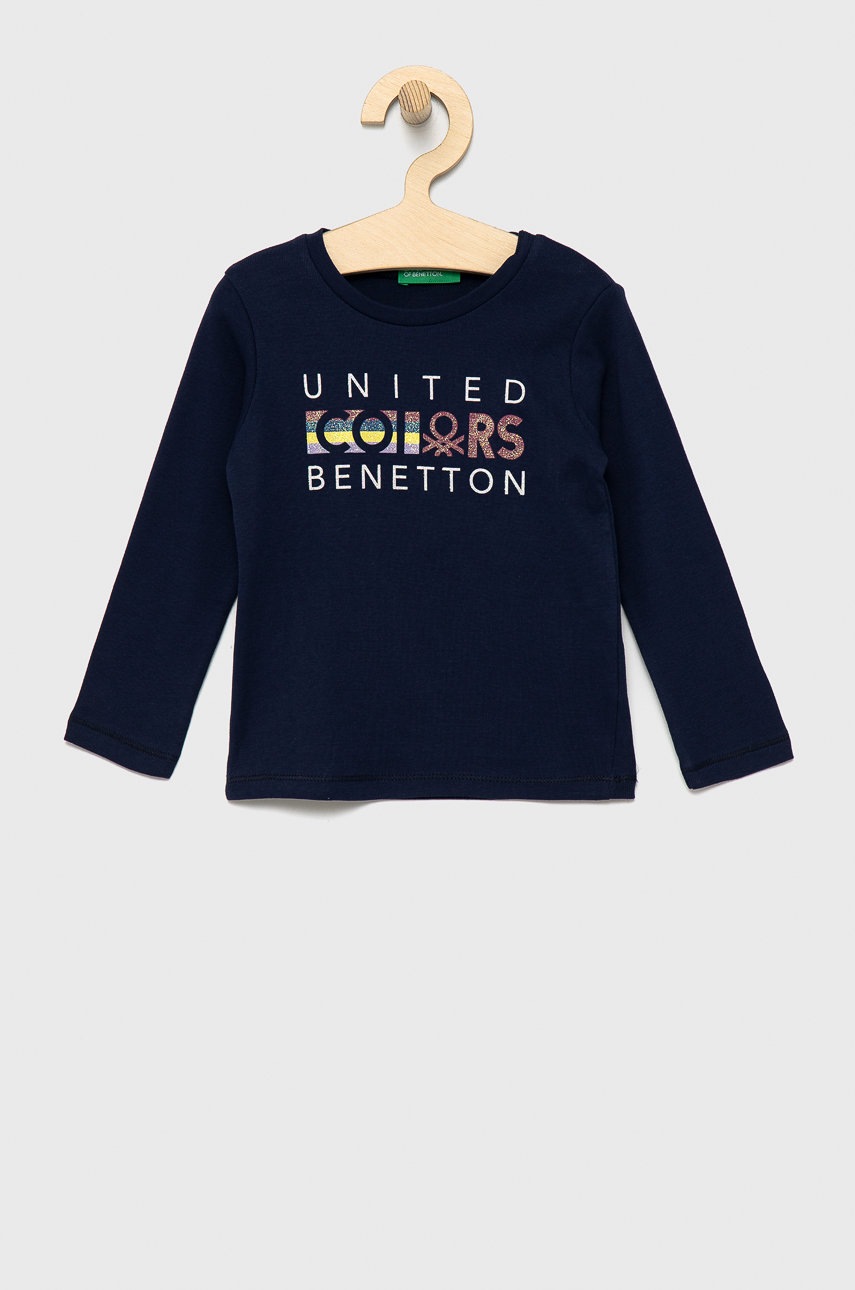 

Детска блуза с дълги ръкави United Colors of Benetton в тъмносиньо, Тъмносин