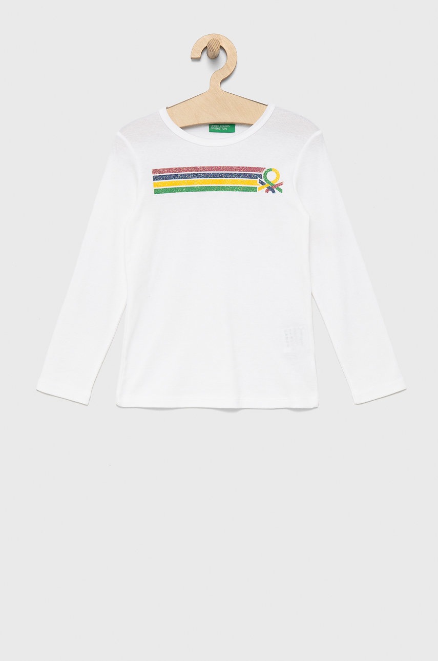 

Детска блуза с дълги ръкави United Colors of Benetton в бяло, Бял