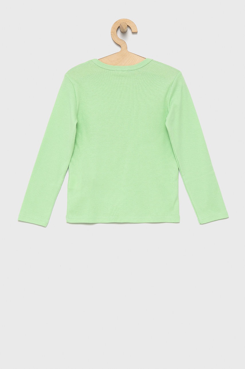 

Дитячий бавовняний лонгслів United Colors of Benetton колір зелений