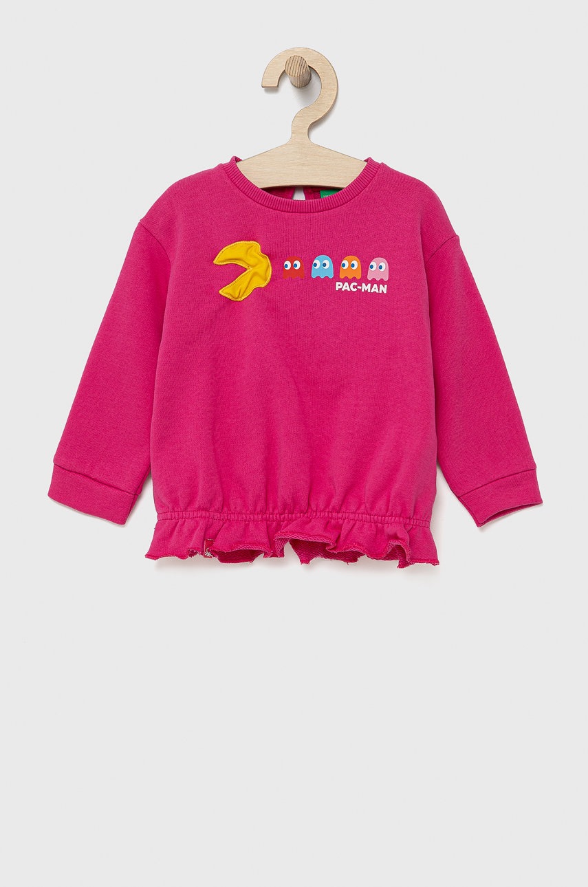 

Детски памучен суичър United Colors of Benetton в розово с принт, Розов