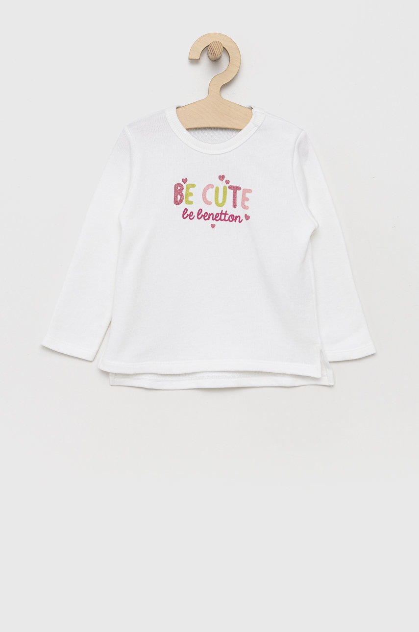 

Детская хлопковая кофта United Colors of Benetton цвет белый с принтом