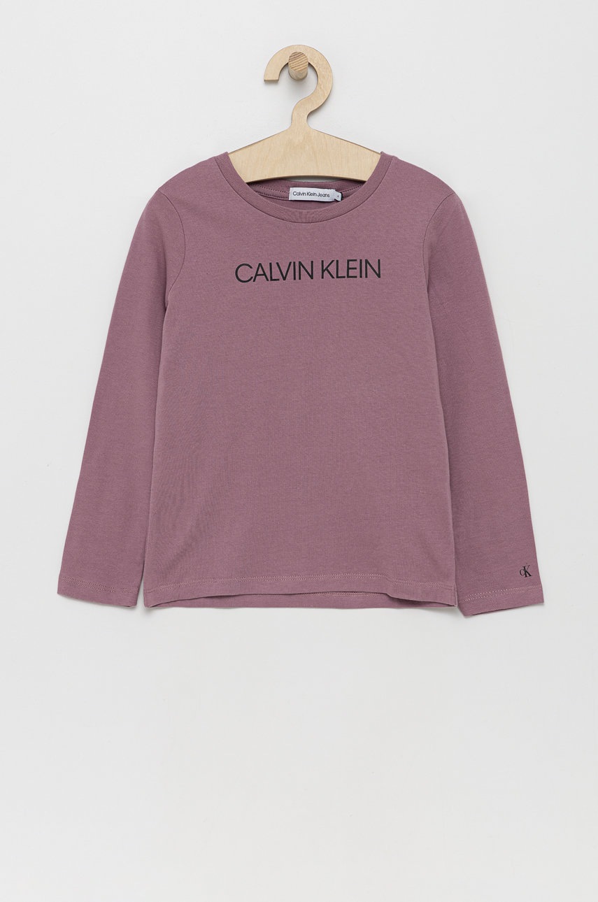 

Детска блуза с дълги ръкави Calvin Klein Jeans в лилаво, Виолетов