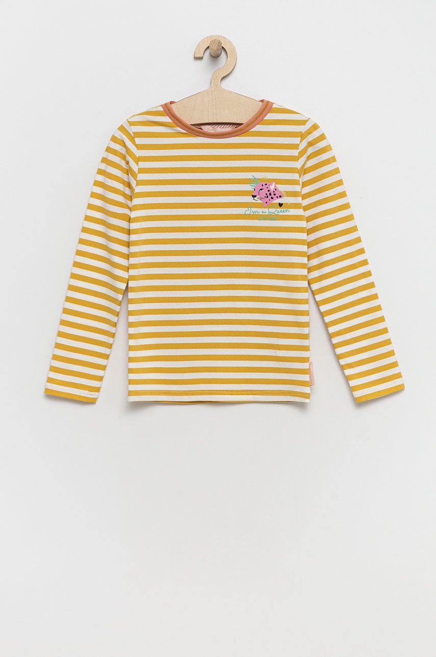 Dětské tričko s dlouhým rukávem Femi Stories žlutá barva - žlutá -  98% Bavlna