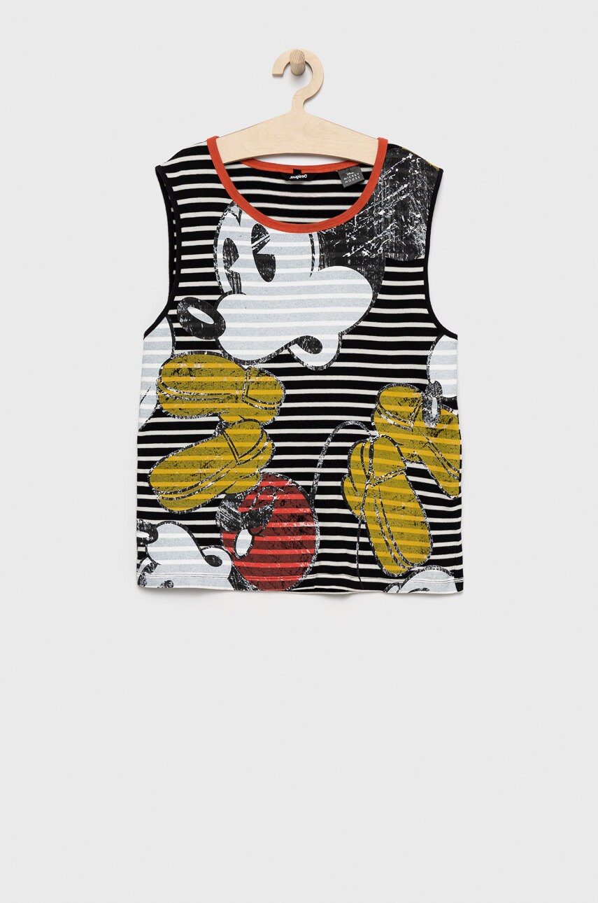 Desigual top din bumbac pentru copii culoarea negru
