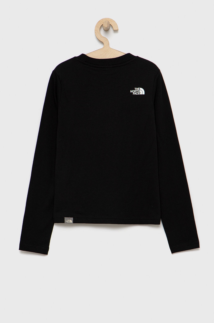 

Хлопковый детский лонгслив The North Face цвет чёрный с принтом