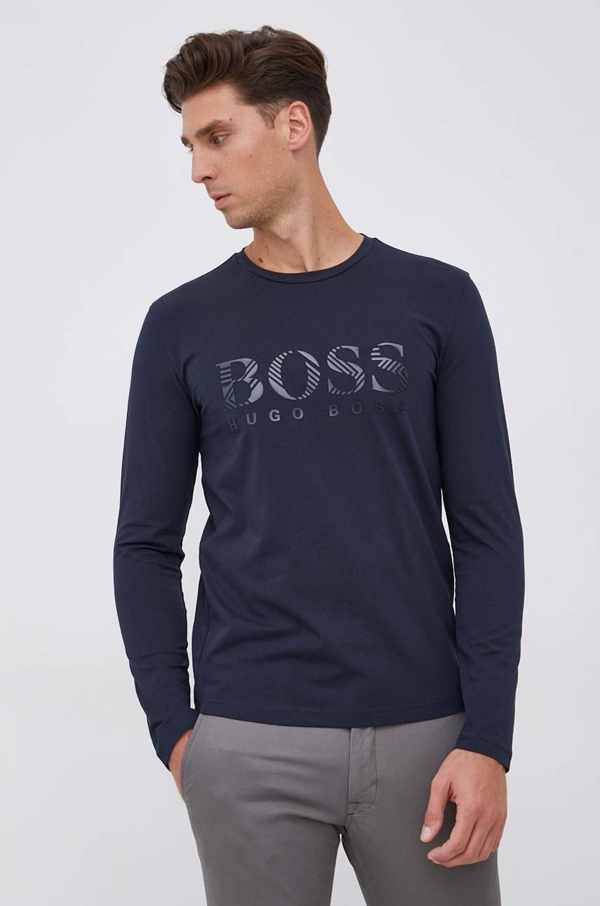 

Блуза с дълги ръкави Boss Athleisure мъжка в тъмносиньо с принт, Тъмносин