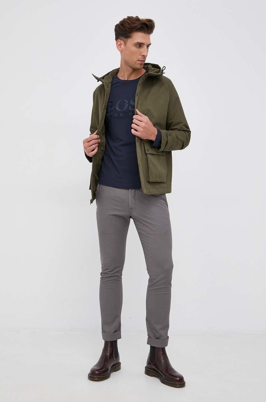 

Лонгслив Boss Athleisure мужской цвет синий с принтом