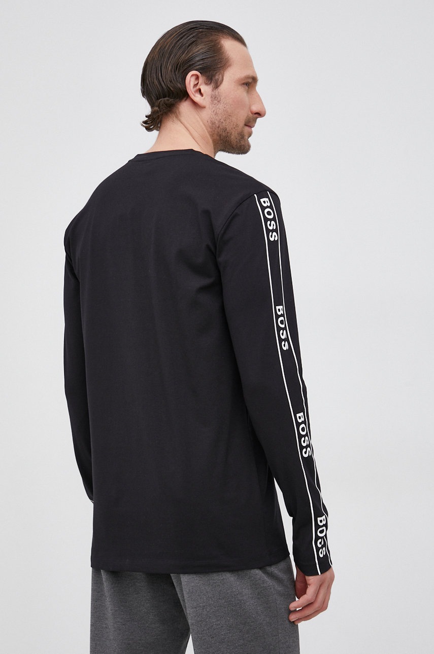 

Лонгслів Boss Boss Casual чоловічий колір чорний з принтом