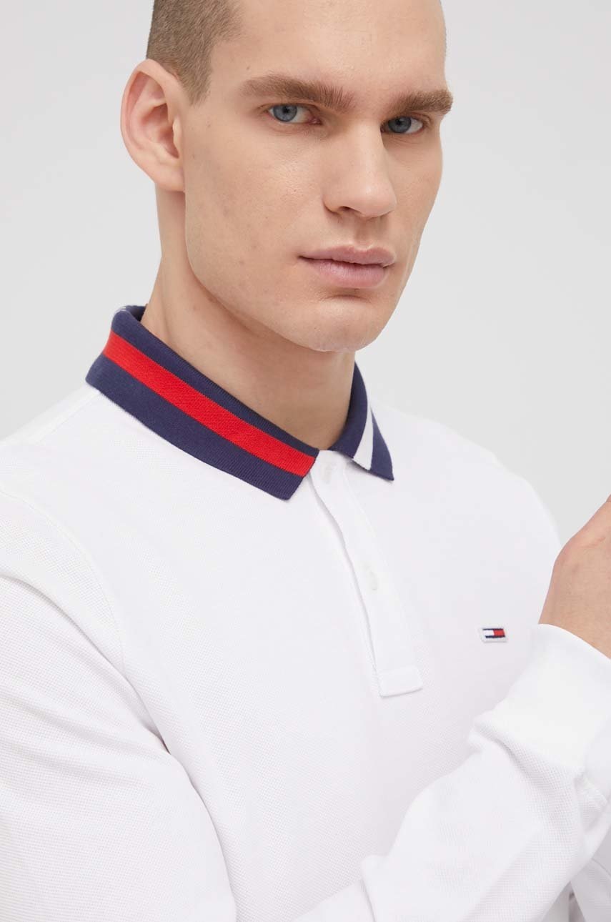 

Памучна блуза с дълги ръкави Tommy Jeans в бяло, Бял