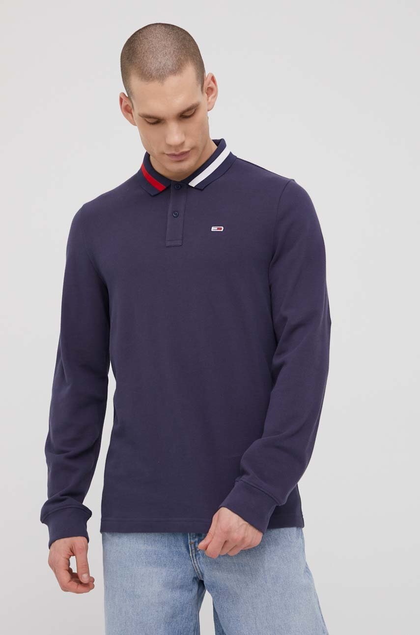 Tommy Jeans longsleeve din bumbac culoarea albastru marin Tommy Jeans longsleeve din bumbac culoarea albastru marin ANSWEAR