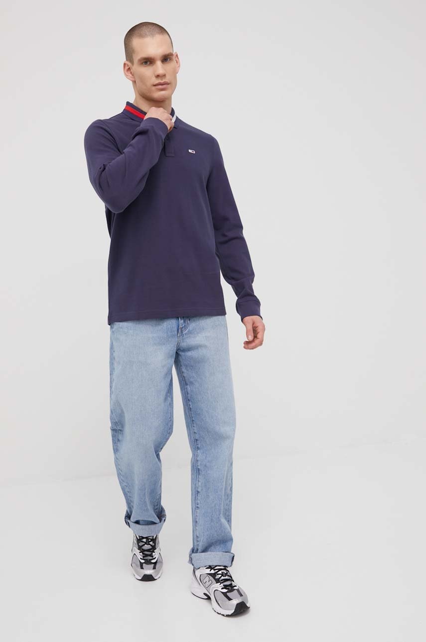 

Хлопковый лонгслив Tommy Jeans цвет синий